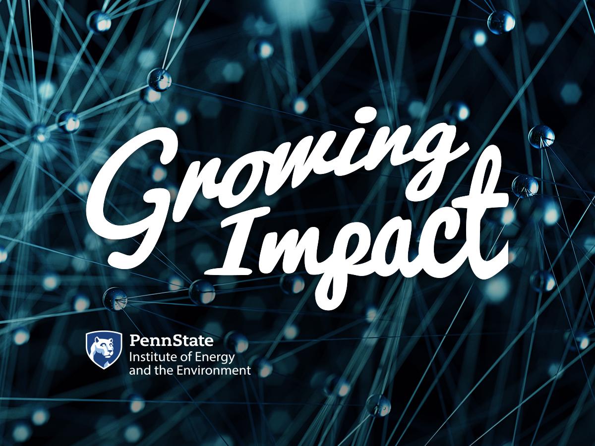 The words "Growing Impact" against a blue and black background with the IEE logo at the bottom.