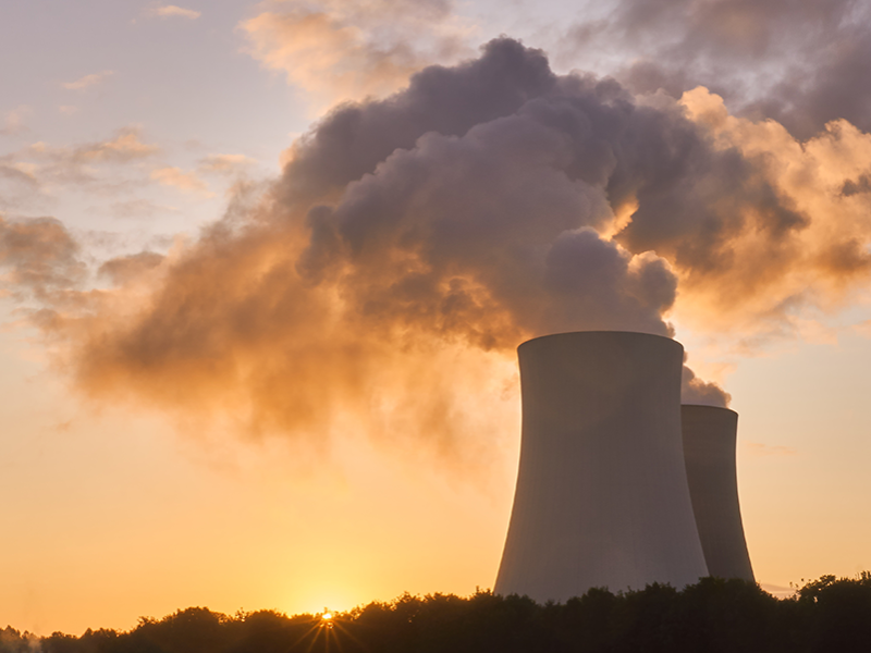 Smokestack at dusk