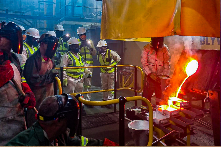 EME students toured the Blyvoor Gold Mine in Carltonville, South Africa to observe every process stage, including smelting, which removes impurities from the ore to produce pure gold.  Credit: Provided. All Rights Reserved.